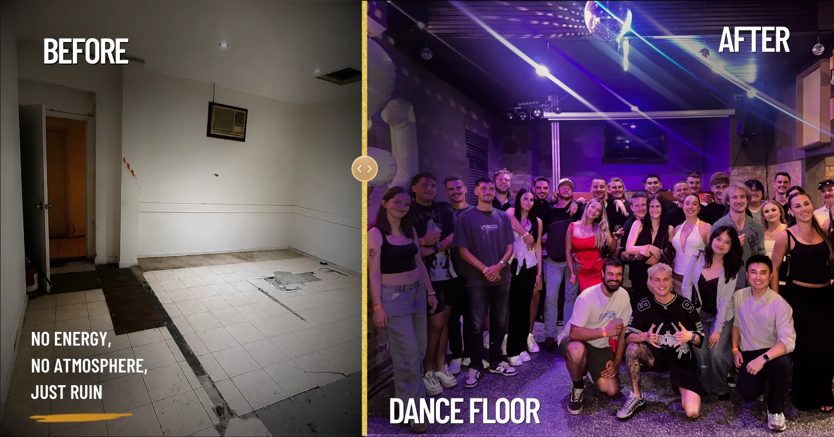 Staged Hall before and after restoration