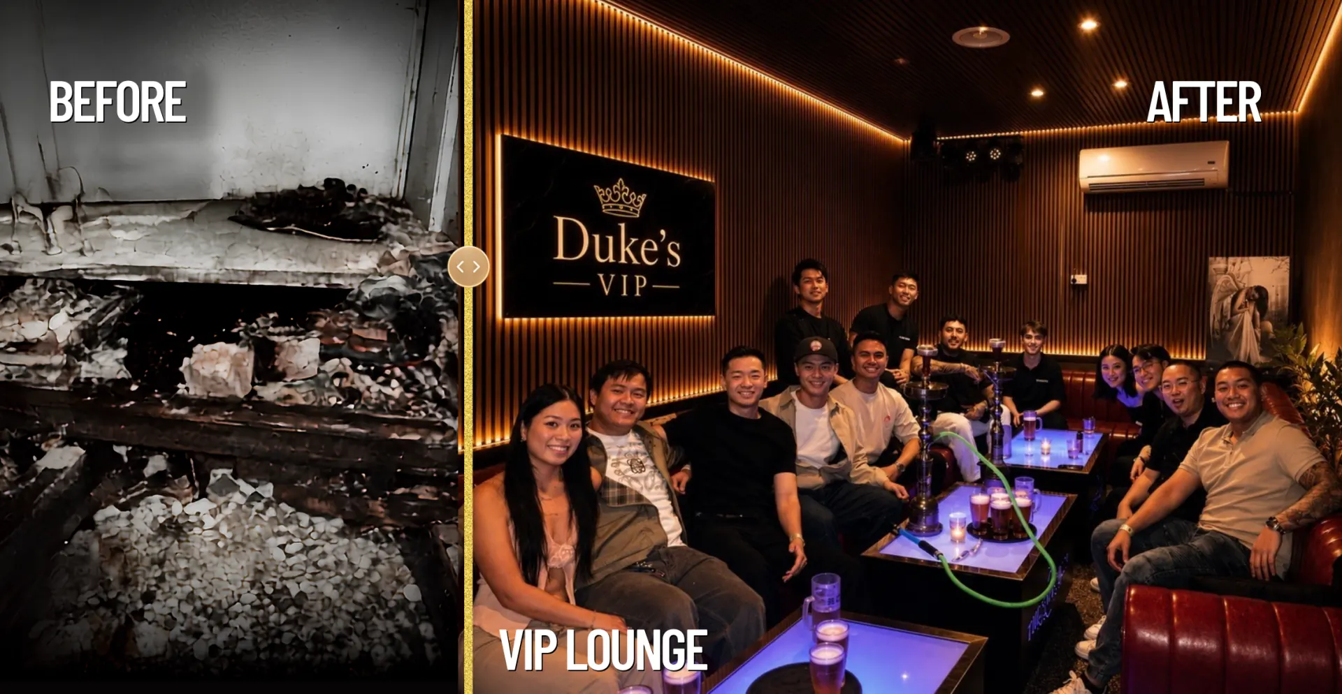 VIP Lounge before and after restoration